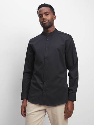 Jet Men's Black Mandarin Shirt