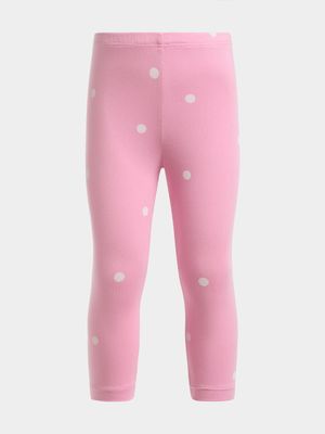 Older Girl's Pink Spot Leggings