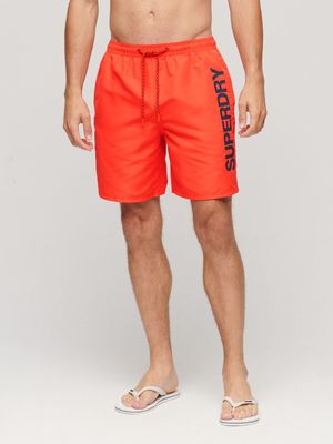 Men's Superdry Red Sport Graphic 17" Swim Shorts