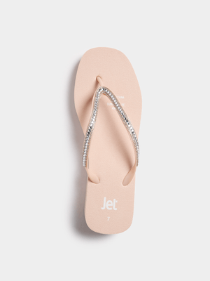 Jet Women's Nude Bling Flip Flops