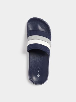 Men's Navy & White Striped Slides