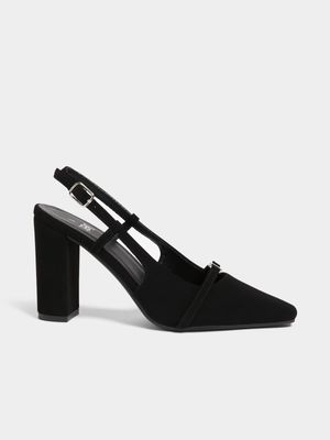 Jet Women's Black Nubuck Slingback Heels