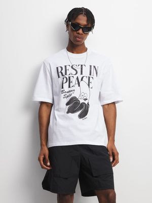 Men's White Rest In Peace Banana Graphic Top