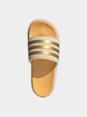 Womens adidas Adilette Orange/Gold Platform Slides