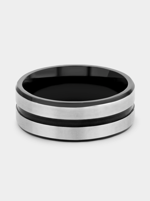 Silver & Black Plated Stainless Steel Channel Ring