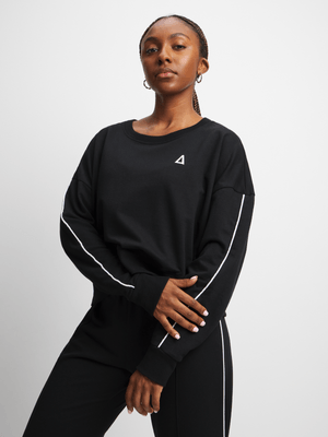 Women's APX Cropped Black Sweat