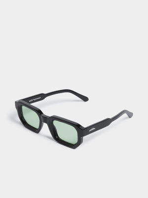 milk* eyewear Unisex Jules Green Tint Lens Black Sunglasses