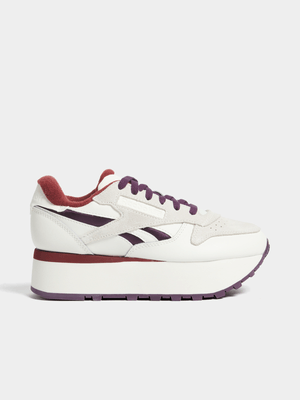 Reebok Women's Classic Leather White/Burgundy Sneaker