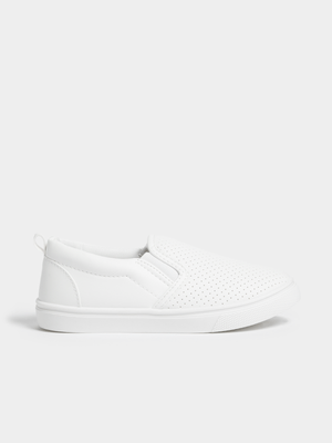 Jet Older Boys White Slip On Sneakers