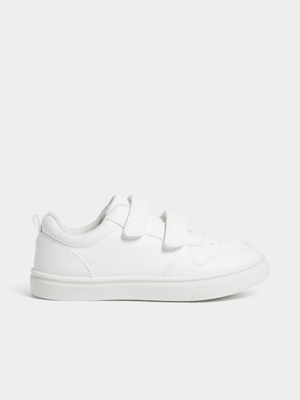 Jet Older Boys White Velcro Court Sneakers