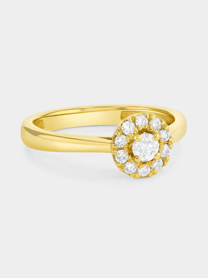 Yellow Gold 0.35ct Diamond Solitaire Halo Ring