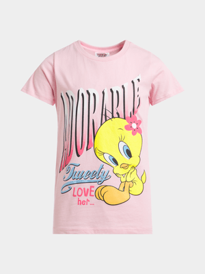 Jet Younger Girls Pink Tweety T-Shirt