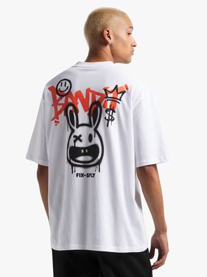 Men's White Bandit Bunny Graphic Top