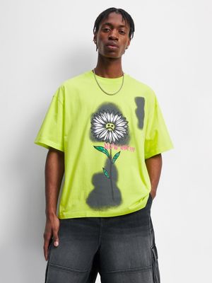 Men's Lime What Now Daisy Graphic Top