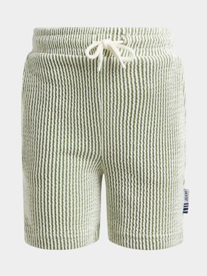 Jet Younger Boys Green Textured Shorts