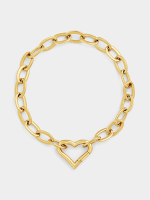 Tempo Jewellery Gold Plated Heart Clasp Anchor Bracelet