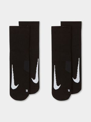 Nike Multiplier 2 Pack Black Ankle Socks