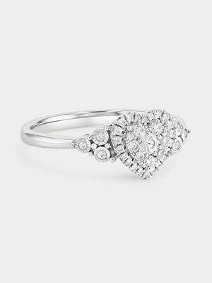 White Gold 0.3ct Lab Grown Diamond Heart Halo Trio Ring