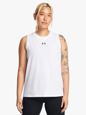 Womens Under Armour Camous Core White Muscle Tank Top