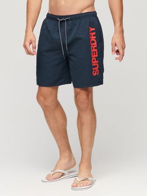 Men's Superdry Navy Sport Graphic 17" Swim Shorts