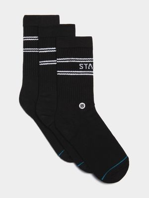 Stance Unisex 3-Pack Basic Black Crew Socks