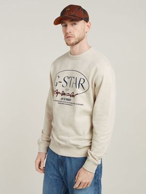 G-Star Men's Circle G-Star Graphic White Sweater