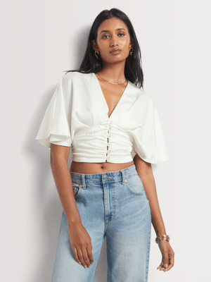 Satin Extended Shoulder Top