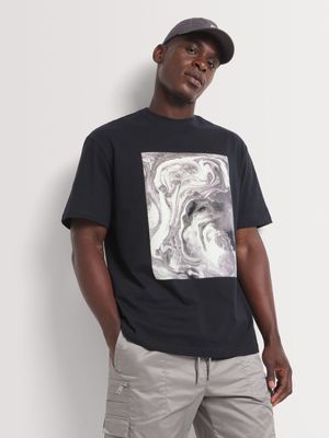 Men's Markham Abstract Front Graphic Black T-Shirt