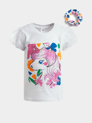 Jet Younger Girls White Unicorn T-Shirt