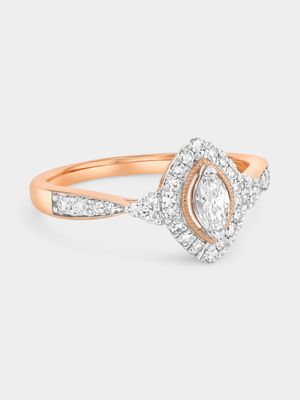 Rose Gold 0.5ct Lab Grown Diamond Marquise Halo Twist Ring