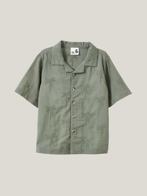 Cotton On Kids Boy Green Cabana Short Sleeve Shirt