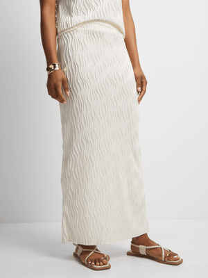 Jet Women's Cream Textured Skirt