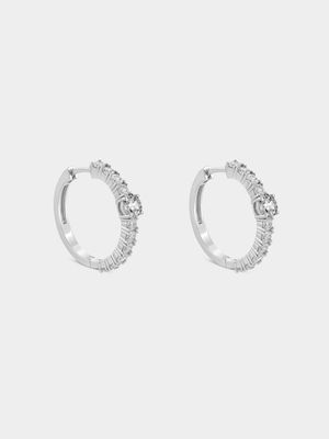 Cheté Sterling Silver Cubic Zirconia Hoop Earrings