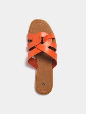 Women's Orange Strappy Sandals