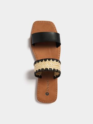 Women's Black & Natural Double Strap Sandals