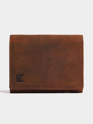 Men's Markham Distressed Leather Tan Foldover Wallet