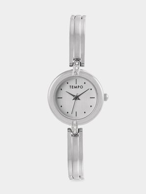 Tempo Ladies Silver  toned Bangle Watch