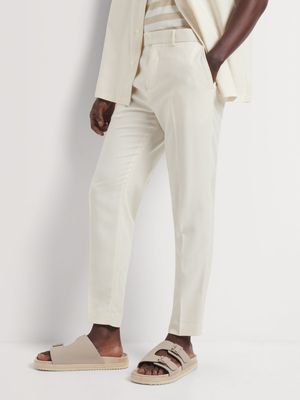 Men's Markham Textured Slim Tapered Ecru Trousers