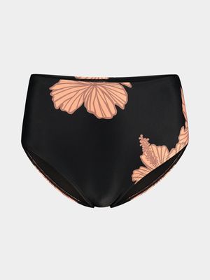 Women's Hurley Black Bungalow HI Waist Bikini Bottom