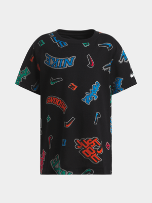 Boys Toddler Nike Varzity AOP Black Tee