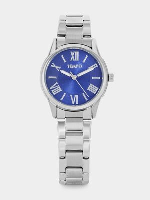 Tempo Silver Plated Navy Dial Bracelet Watch