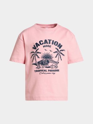 Older Boy's Pink Graphic Print T-Shirt