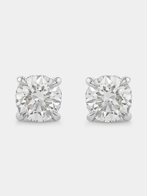 White Gold 1ct Lab Grown Diamond Solitaire Stud Earrings