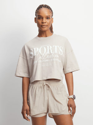 Womens TS Sports Collection Stone Cropped Tee