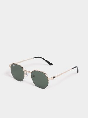 Redbat Unisex  Rimless Green/Gold Sunglasses