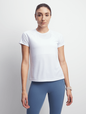 Womens TS Honeycomb Performance White Tee