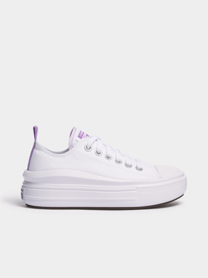 Junior Grade-School Converse Chuck Taylor All Star Move  White/Lilac Platform Sneakers