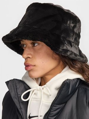 Nike Women's Fur Swoosh Bucket Black Hat