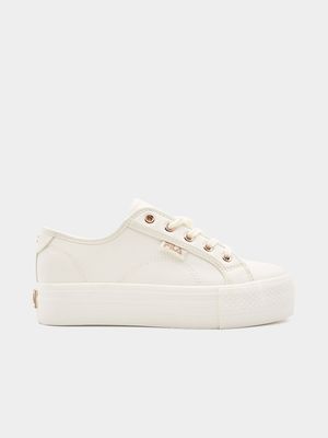 Junior Grade-School Fila Alessia Cream/Rosegold Platform Sneakers