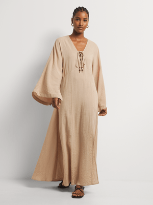 Lattice Textured Wide Sleeve Kaftan